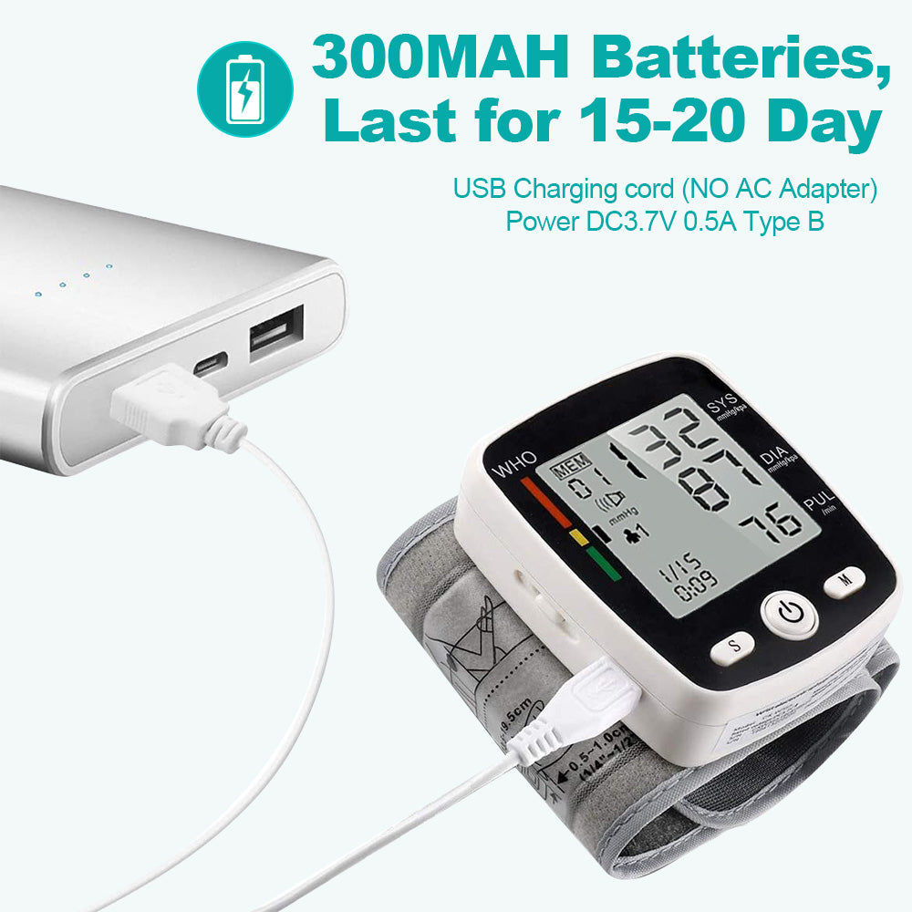 Blood Pressure Monitor, BDUN Rechargable Blood Pressure Machine Wrist, Automatic Digital Blood Pressure Monitor with Voice Broadcast and 180 Memory for Doul User