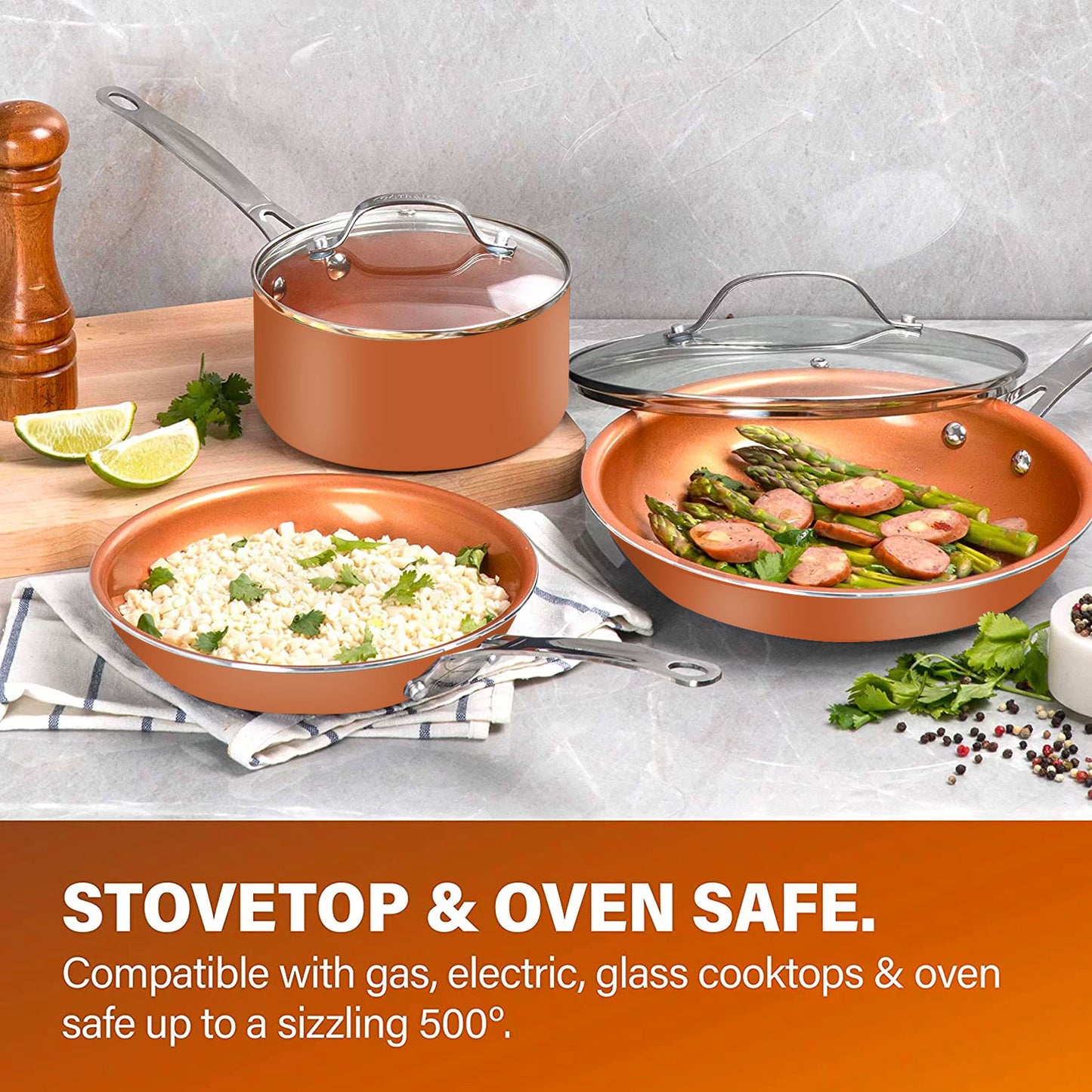 Pots and Pans 15 Piece Cookwear Set with Ultra Nonstick Diamond Surface, Includes Frying Pans, Stock Pots, Saucepans & More, Stay Cool Handles, 100% PFOA Free