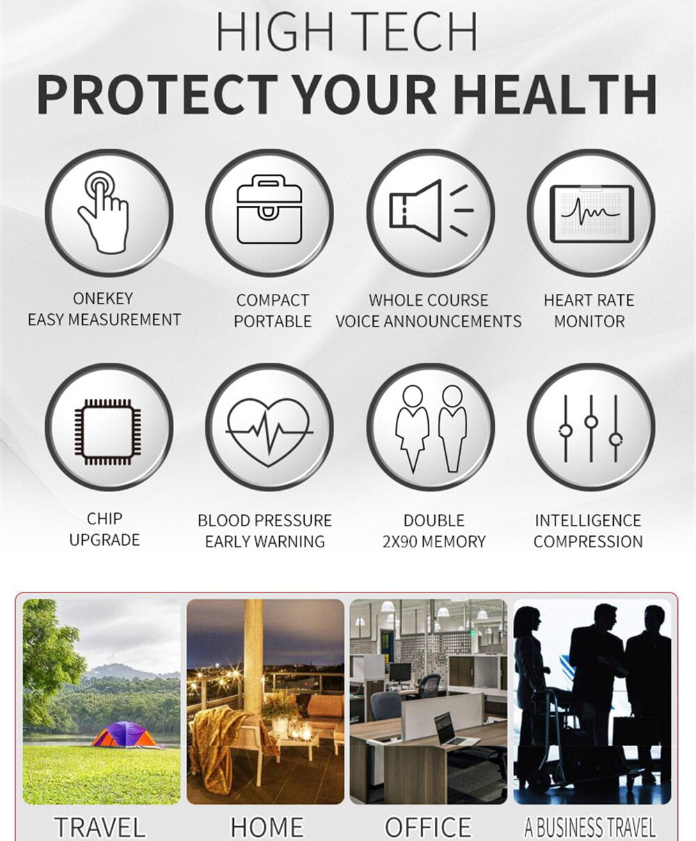 Wrist Blood Pressure Monitor, Wireless Blood Pressure Cuffs Machine, BP Heart Rate Monitor with LCD Backlit Display for Home