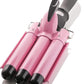 3 Barrel Curling Iron Wand with LCD Temperature Display - Hosey 1 Inch Ceramic Tourmaline Triple Barrels Hair Waver, Dual Voltage Hair Crimper (Pink)