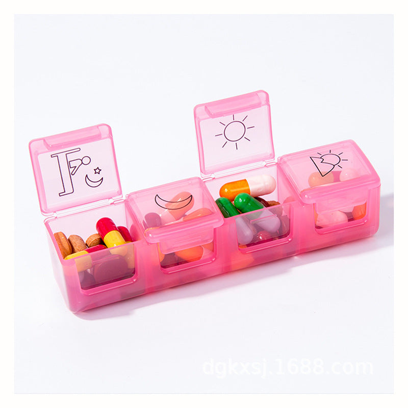 Weekly Pill Organizer 7 Day (4 Times a Day), Sukuos Moisture-Resistant Large Daily Pill Cases for Pills/Vitamin/Fish Oil/Supplements - Rainbow Colors (Morn NOON EVE Bed)