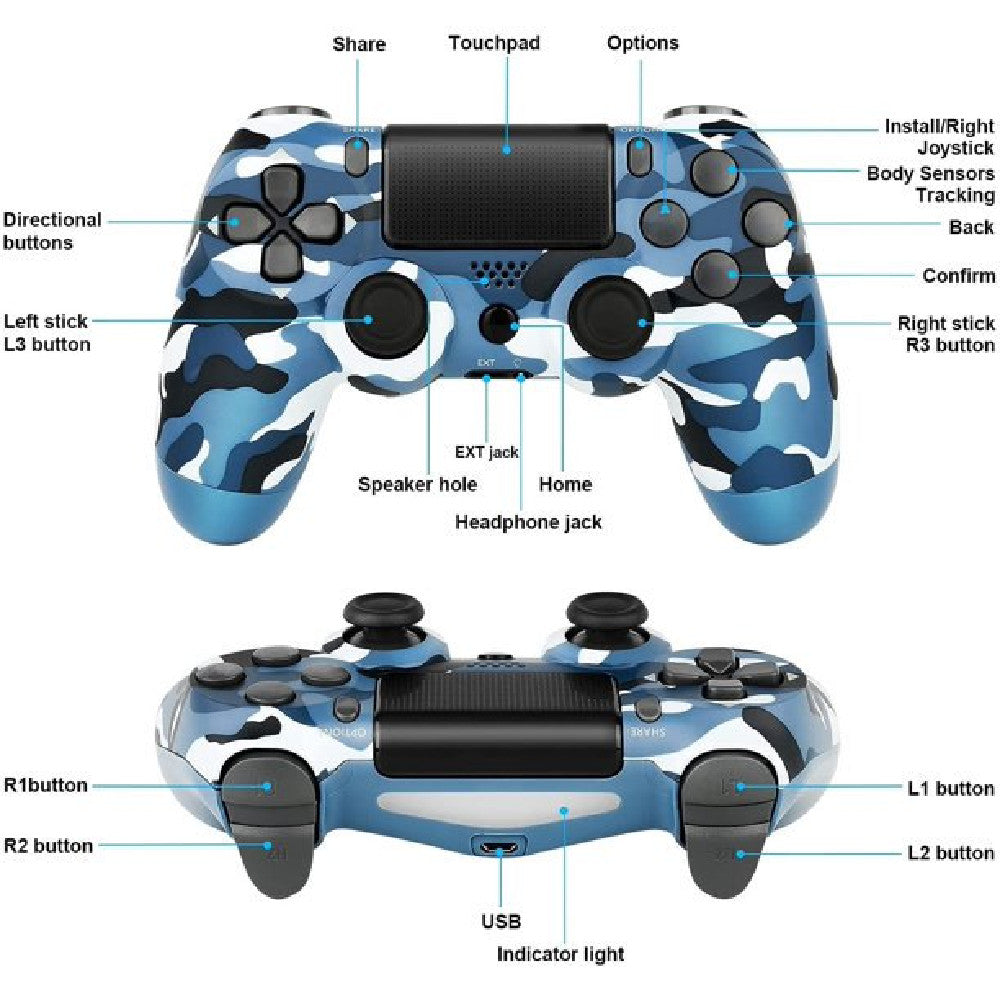 Wireless Controller Compatible with PS4,Vibration Game Joystick Compatible with PS4 - Camouflage blue