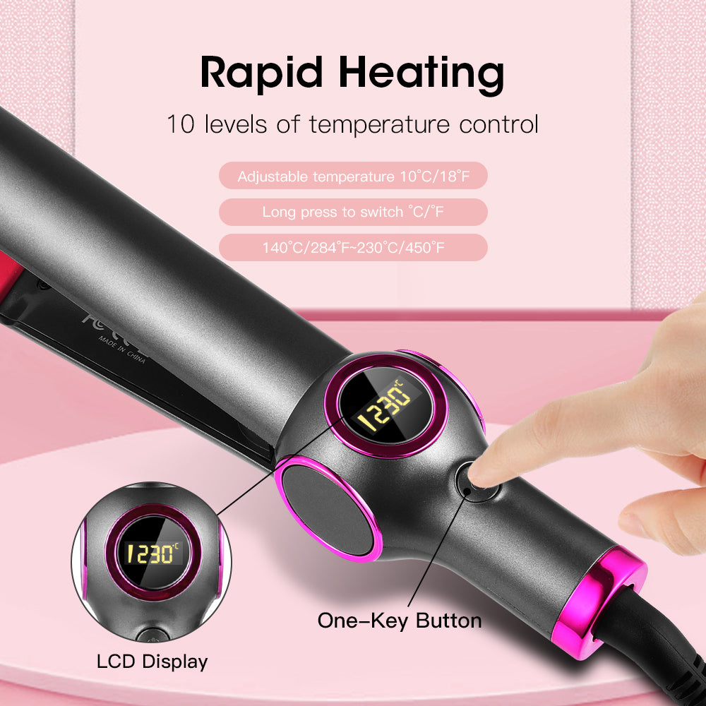Hair Straightener and Curling Iron, 2 in 1 Curling Iron Ceramic Flat Iron with Adjustable Temp & Digital Display