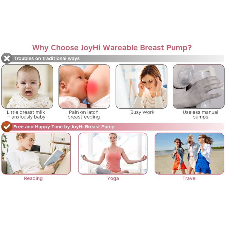 Yadala Wearable Breast Pump Hands Free - Portable Wireless Breast Pump Electric with 3 Mode & 9 Levels, Silicone Breastfeeding Breastpump Can Be Worn in-Bra, Low Noise & Painless with Massage 24mm