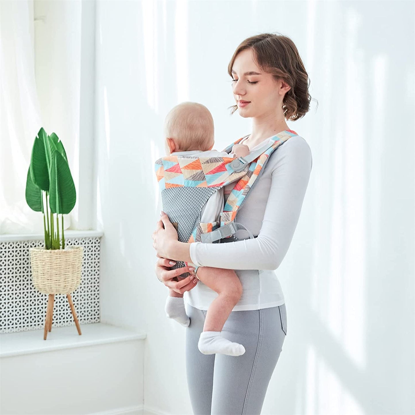Baby Carrier, 4-in-1 Colorful Baby Carrier, Front and Back Baby Sling with Adjustable Holder