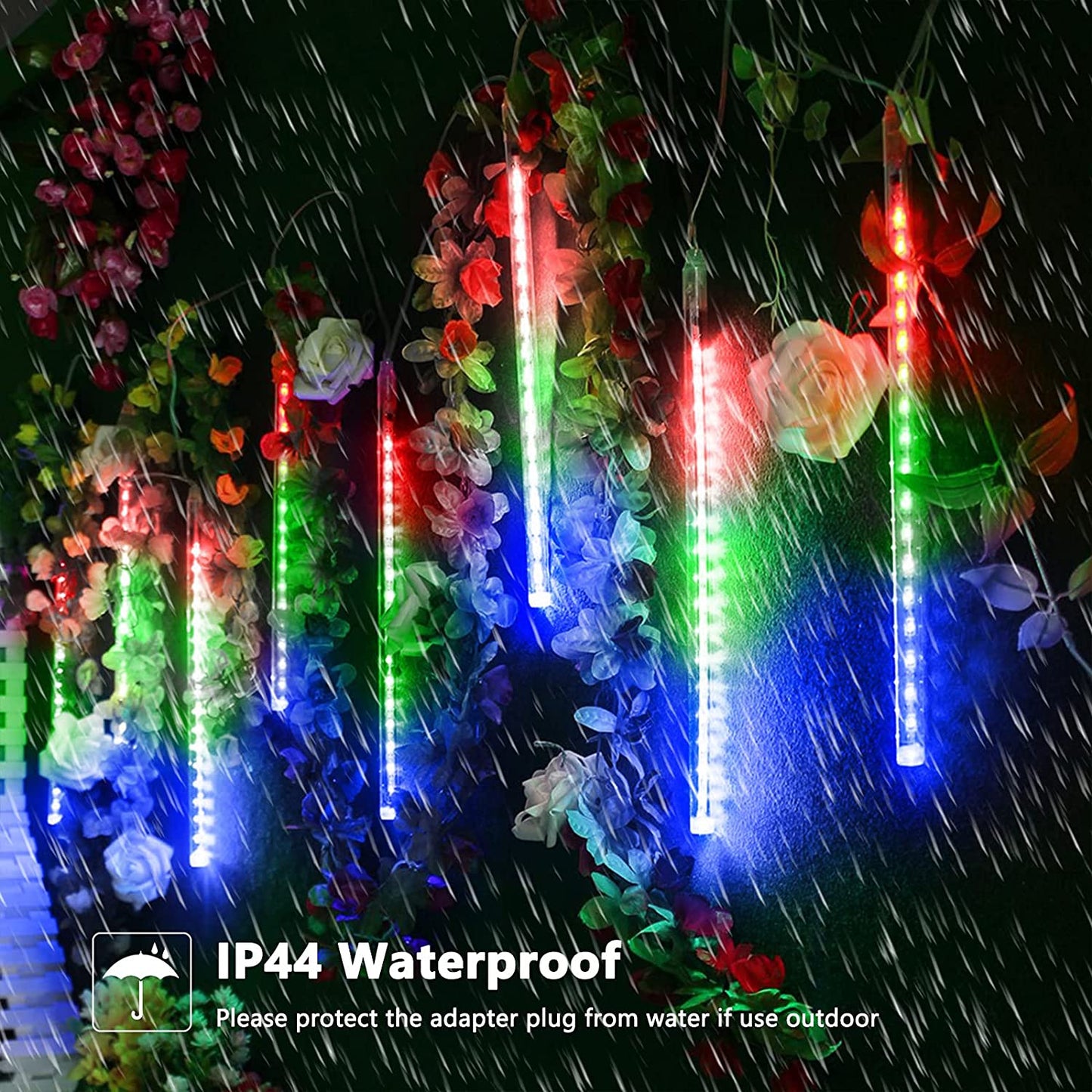 Christmas Meteor Shower Lights, 12 inch 10 Tubes 240 LED Cool White Falling Rain Christmas Tree Light, Outdoor Cascading Icicle Plugin Christmas Light with Timer for Xmas Tree Holiday Decor