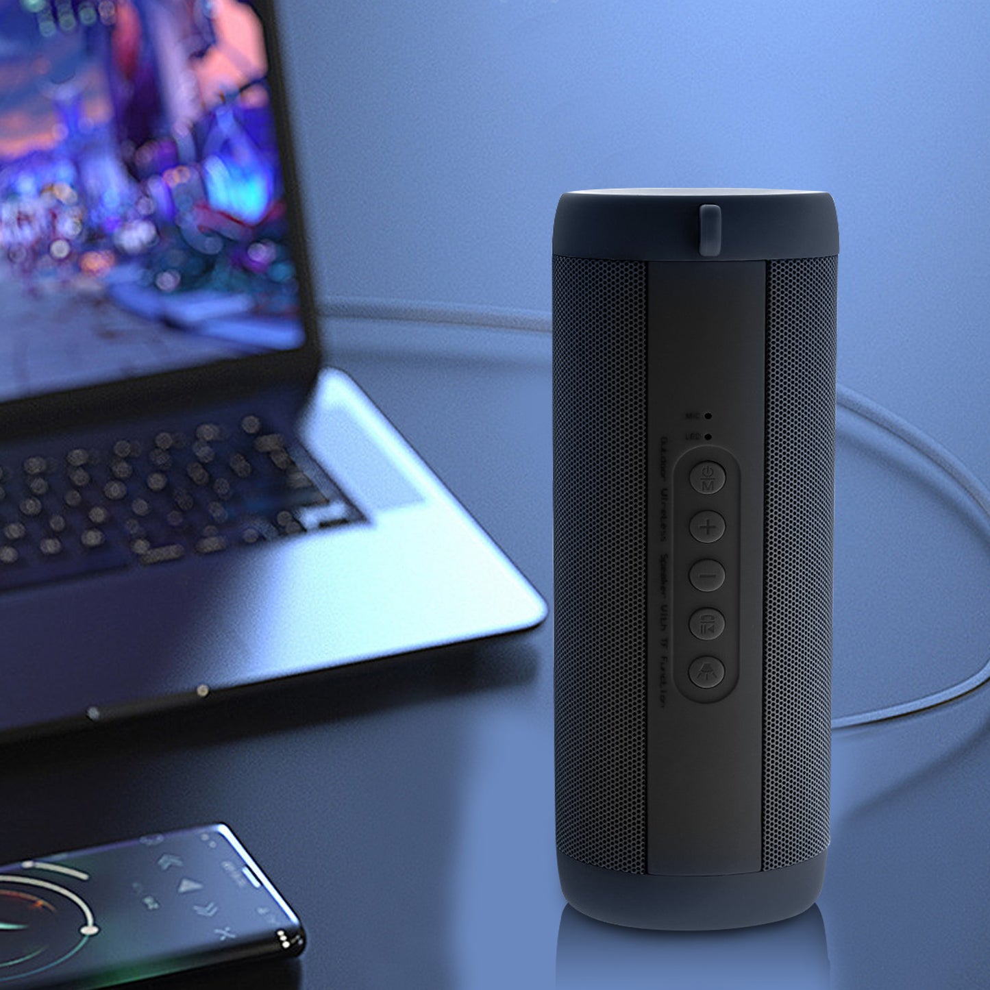 Portable Wireless Bluetooth Speaker With Flashlight Function, IPX7 Waterproof Bluetooth Speaker