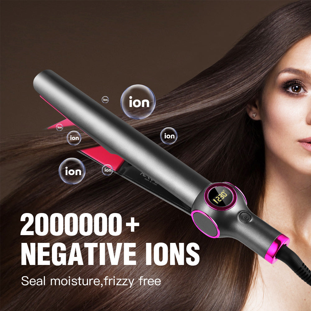 Hair Straightener and Curling Iron, 2 in 1 Curling Iron Ceramic Flat Iron with Adjustable Temp & Digital Display