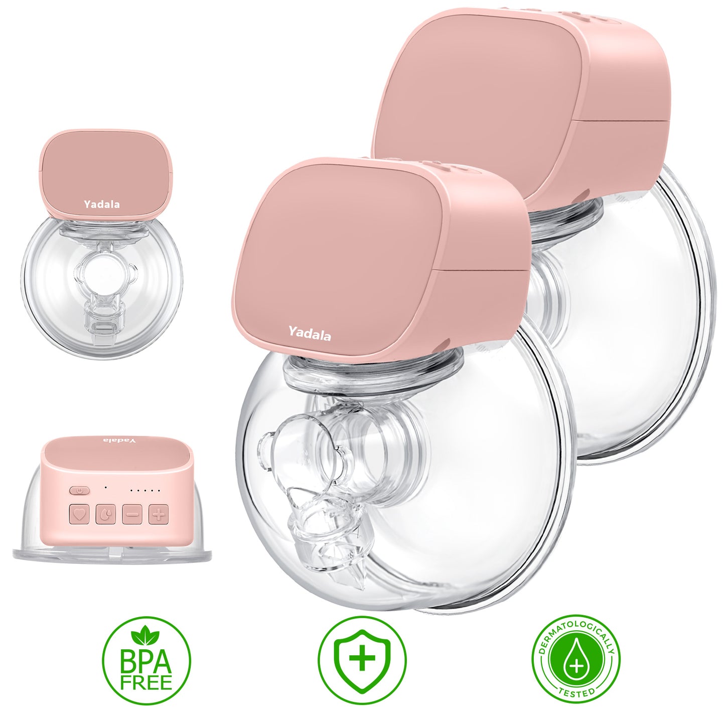 Breast Pump - Yadala Double Electric Breast Pump 24 mm Hands-Free Wearable Breast Pump 2 Mode & 5 Levels Portable Breast Pump  ,Pink
