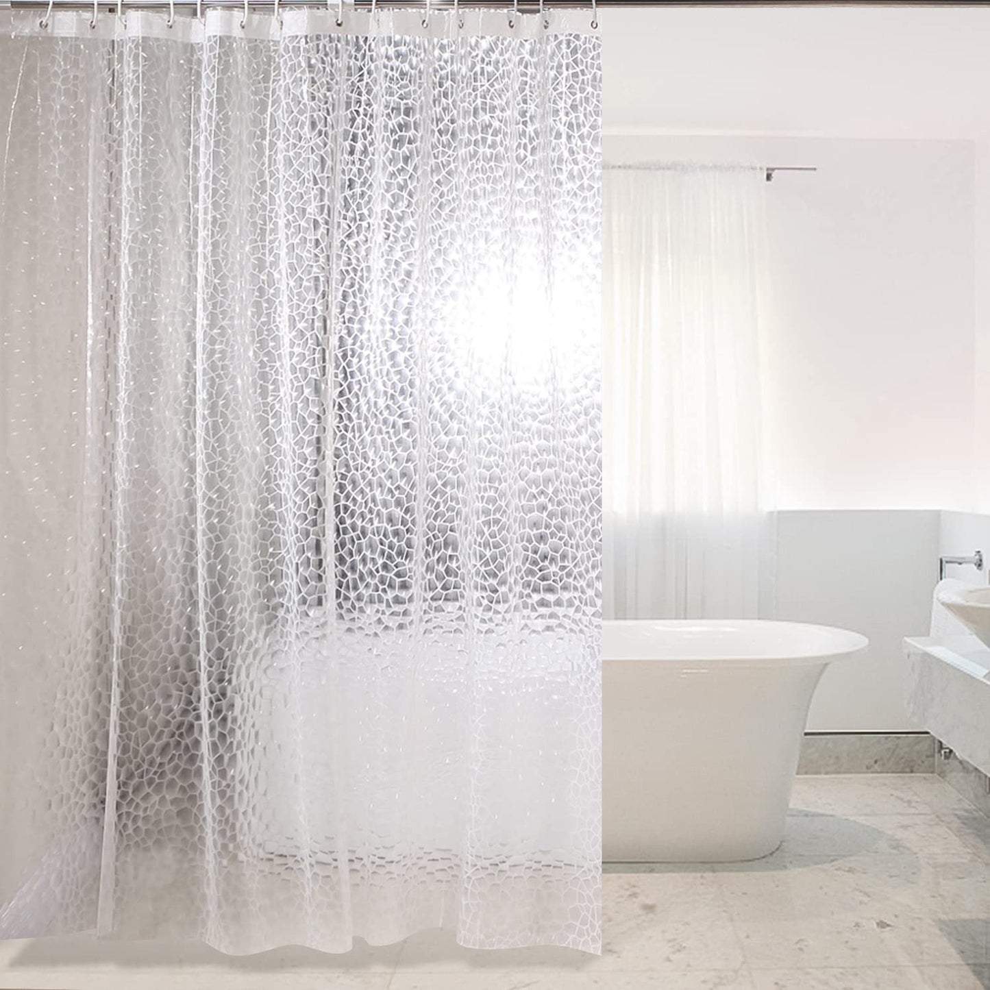Waterproof Shower Curtain Liner, EVA Shower Curtain , Shower Liner for Shower Stall, Bathtubs, 72 x 72, 3D Pattern Watercube