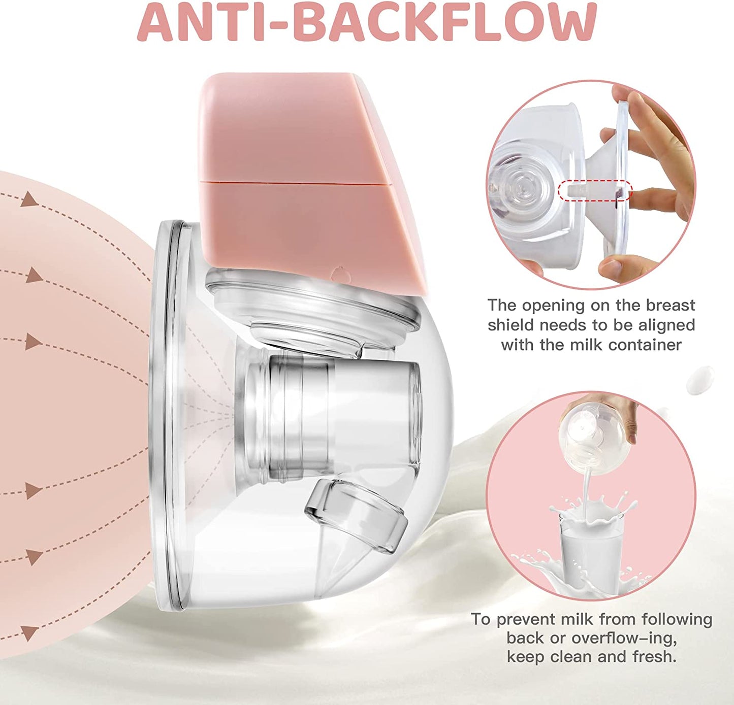 Breast Pump - Yadala Double Electric Breast Pump 24 mm Hands-Free Wearable Breast Pump 2 Mode & 5 Levels Portable Breast Pump  ,Pink
