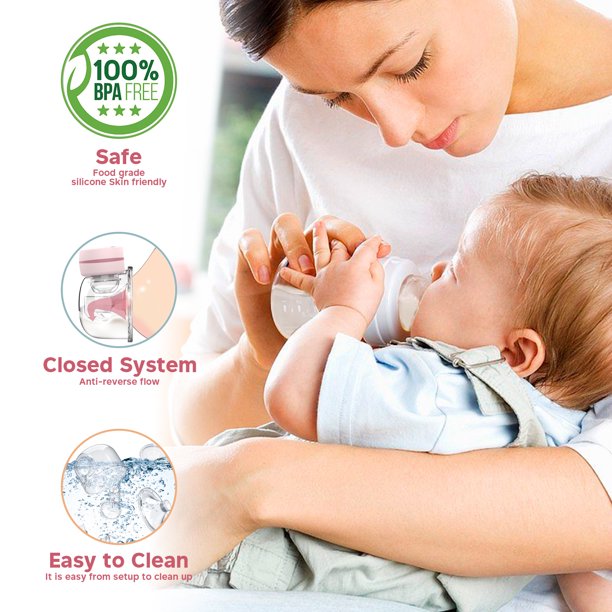 Yadala Wearable Electric Breast Pump Portable Wireless Breast Pump with 3 Mode & 9 Levels, Silicone Breastfeeding Breastpump, 24mm Pink