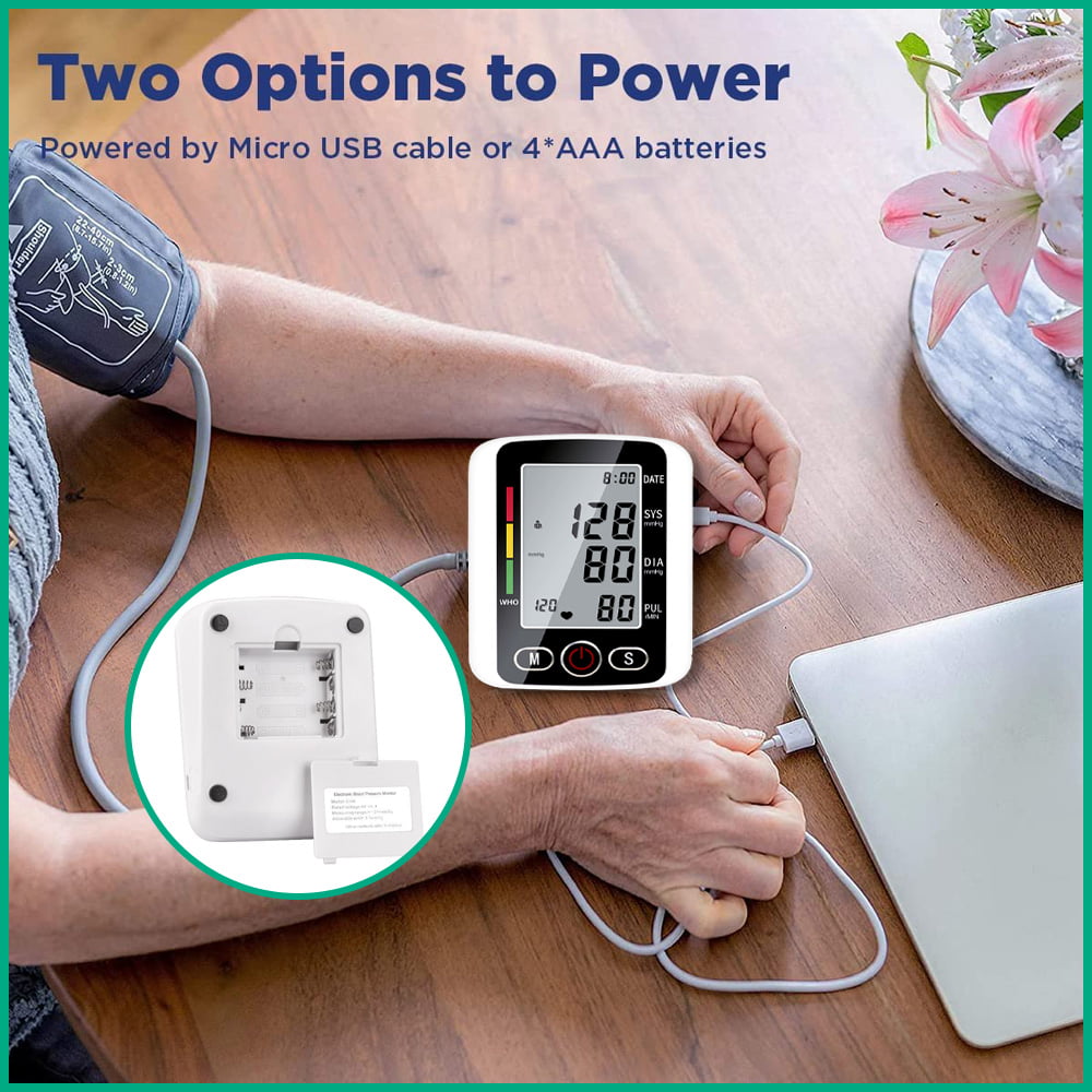 Blood Pressure Monitor, Rechargeable Blood Pressure Monitor Upper Arm, Sphygmomanometer with Backlight Display, Voice Broadcast and 2 User Modes