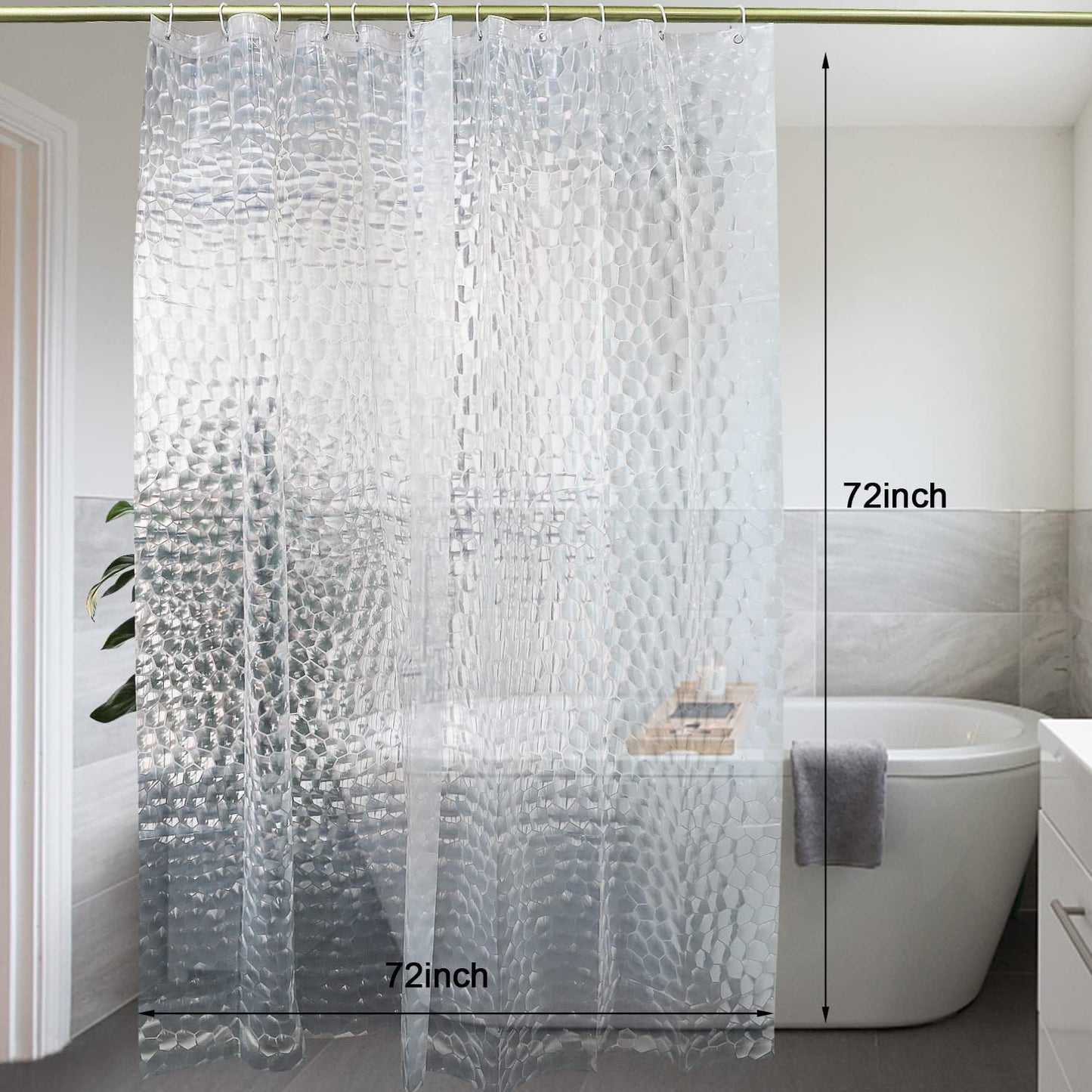 Waterproof Shower Curtain Liner, EVA Shower Curtain , Shower Liner for Shower Stall, Bathtubs, 72 x 72, 3D Pattern Watercube