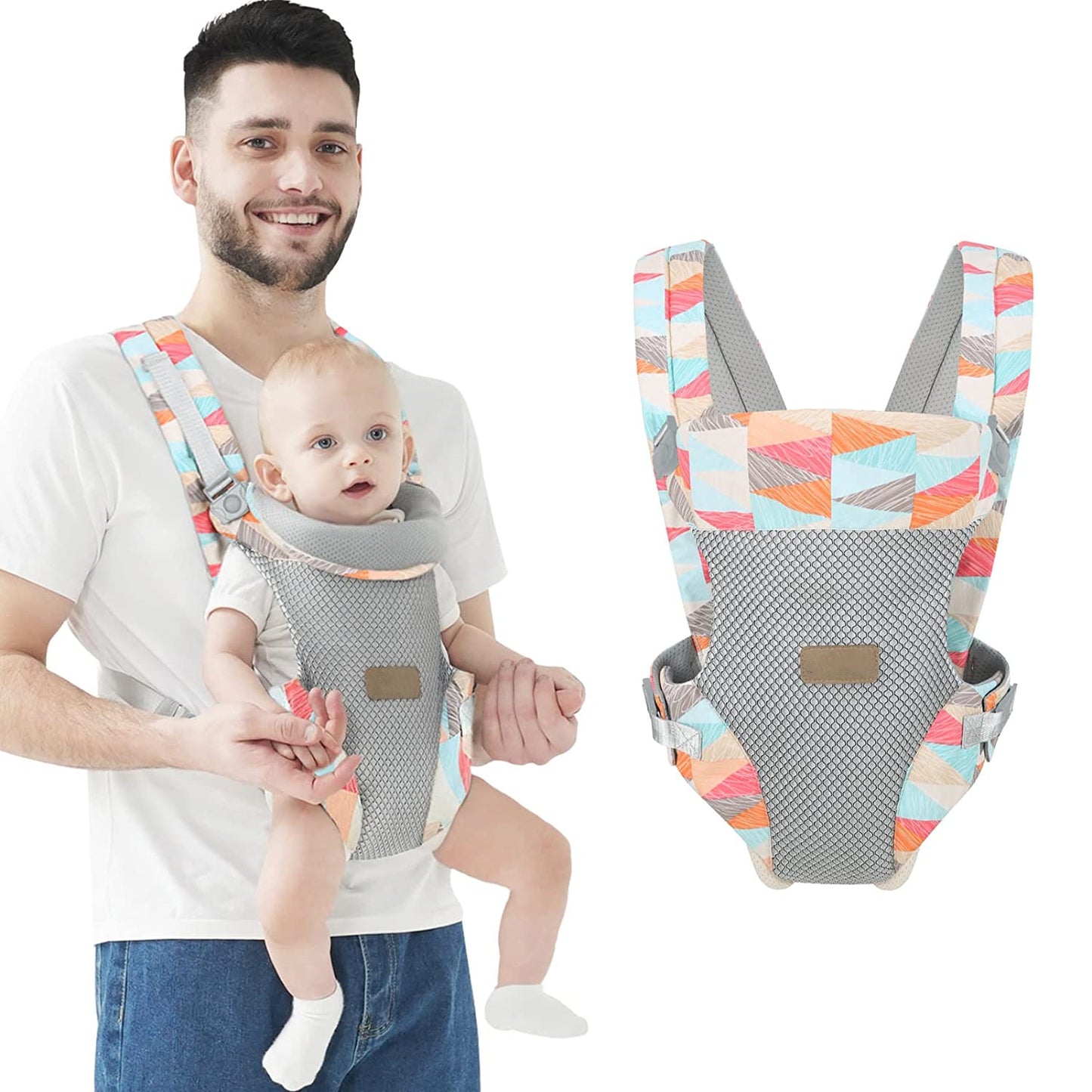 Baby Carrier, 4-in-1 Colorful Baby Carrier, Front and Back Baby Sling with Adjustable Holder
