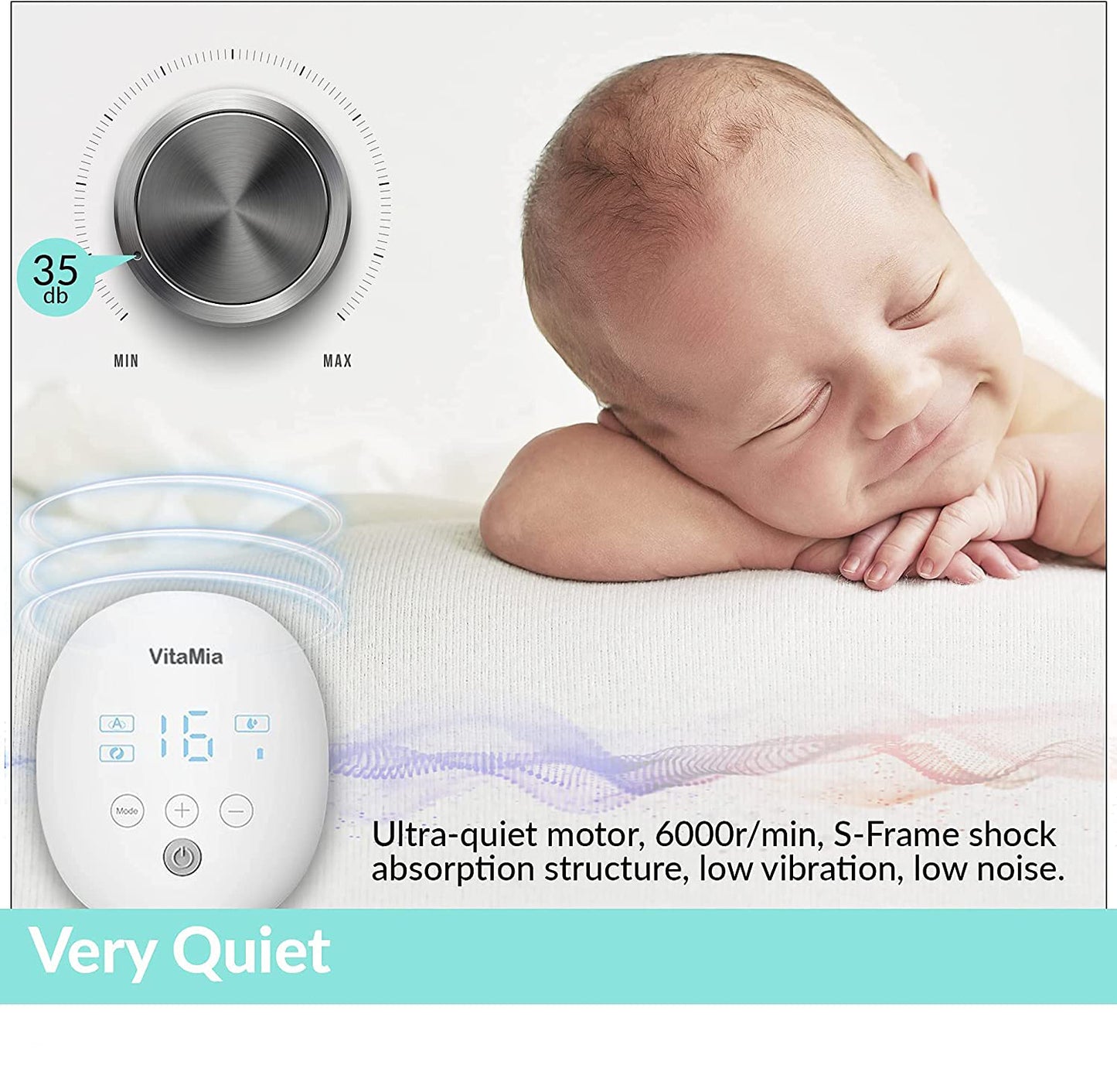 Yadala Wearable Wireless Double Electric Breast Pump, 16 Levels 3 Modes