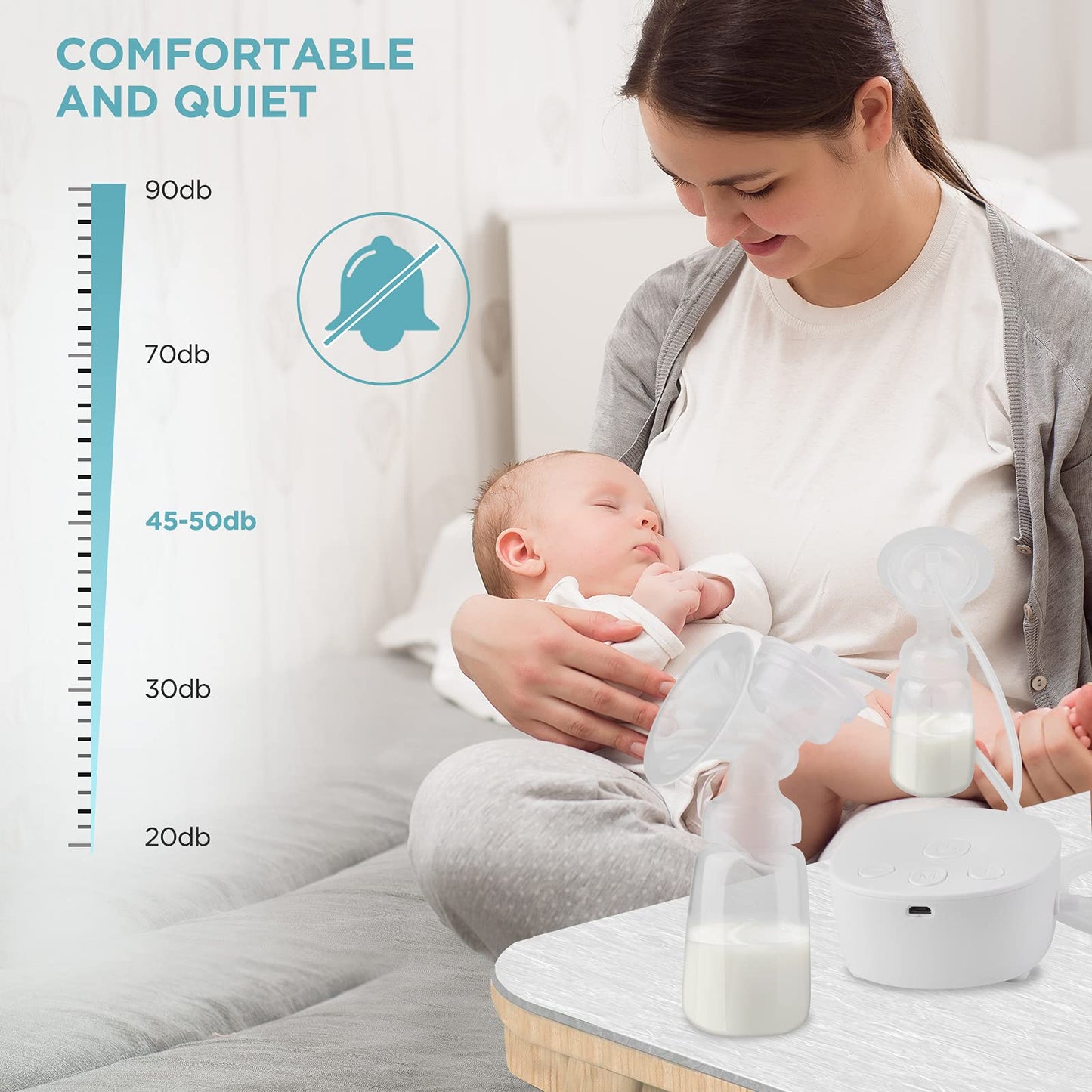 Double Electric Breast Pump, Pain Free Strong Suction Power Breast Pumps with 2 Modes and 9 Levels