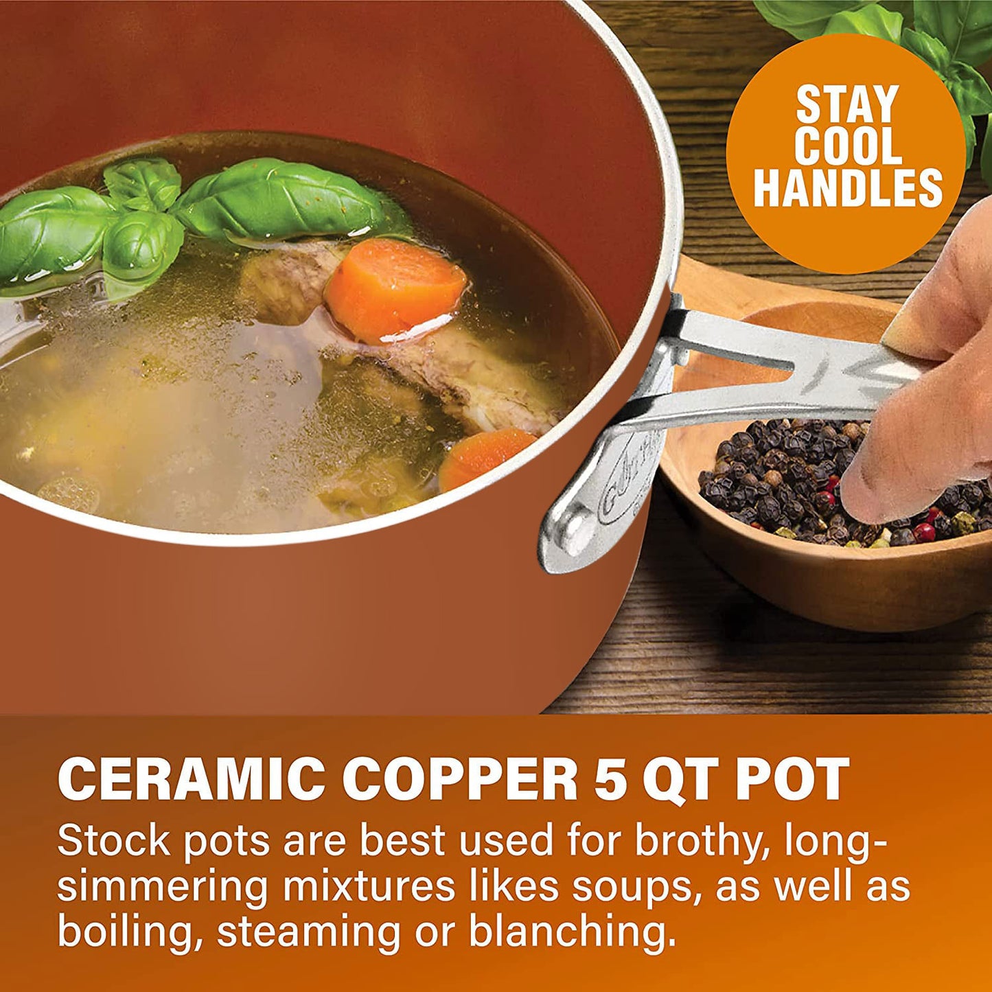 Pots and Pans 15 Piece Cookwear Set with Ultra Nonstick Diamond Surface, Includes Frying Pans, Stock Pots, Saucepans & More, Stay Cool Handles, 100% PFOA Free