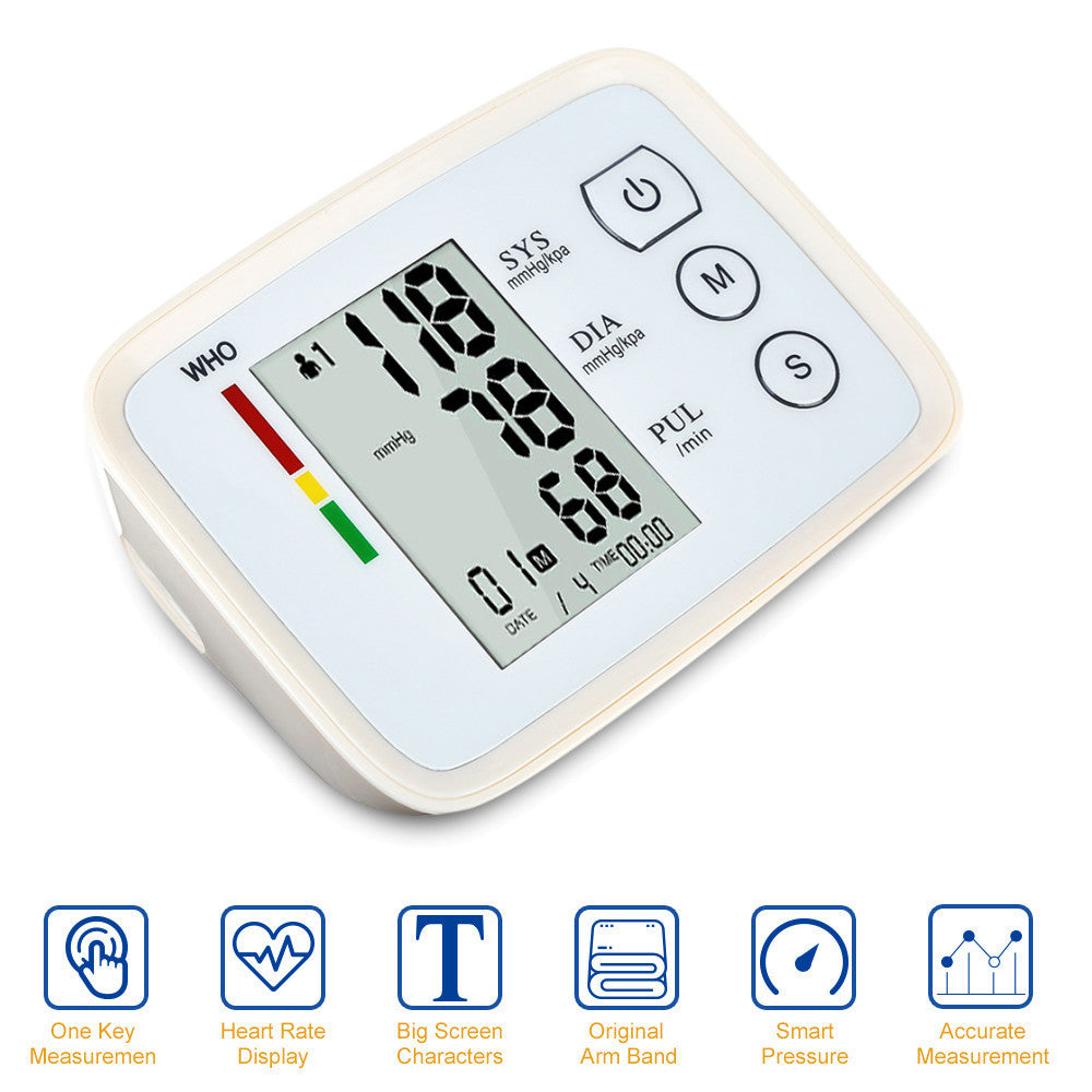 Blood Pressure Cuff, Rechargable Upper Arm Blood Pressure Monitor BP Machine, Accurate Blood Pressure Machine Kit, Pulse Rate Monitor for Home Use