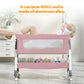 Yadala Bedside Cribs, Baby Bassinet Travel Baby Crib Baby Bed with Breathable Net, Adjustable Portable Bed for Infant/Baby with Mattress, Pink