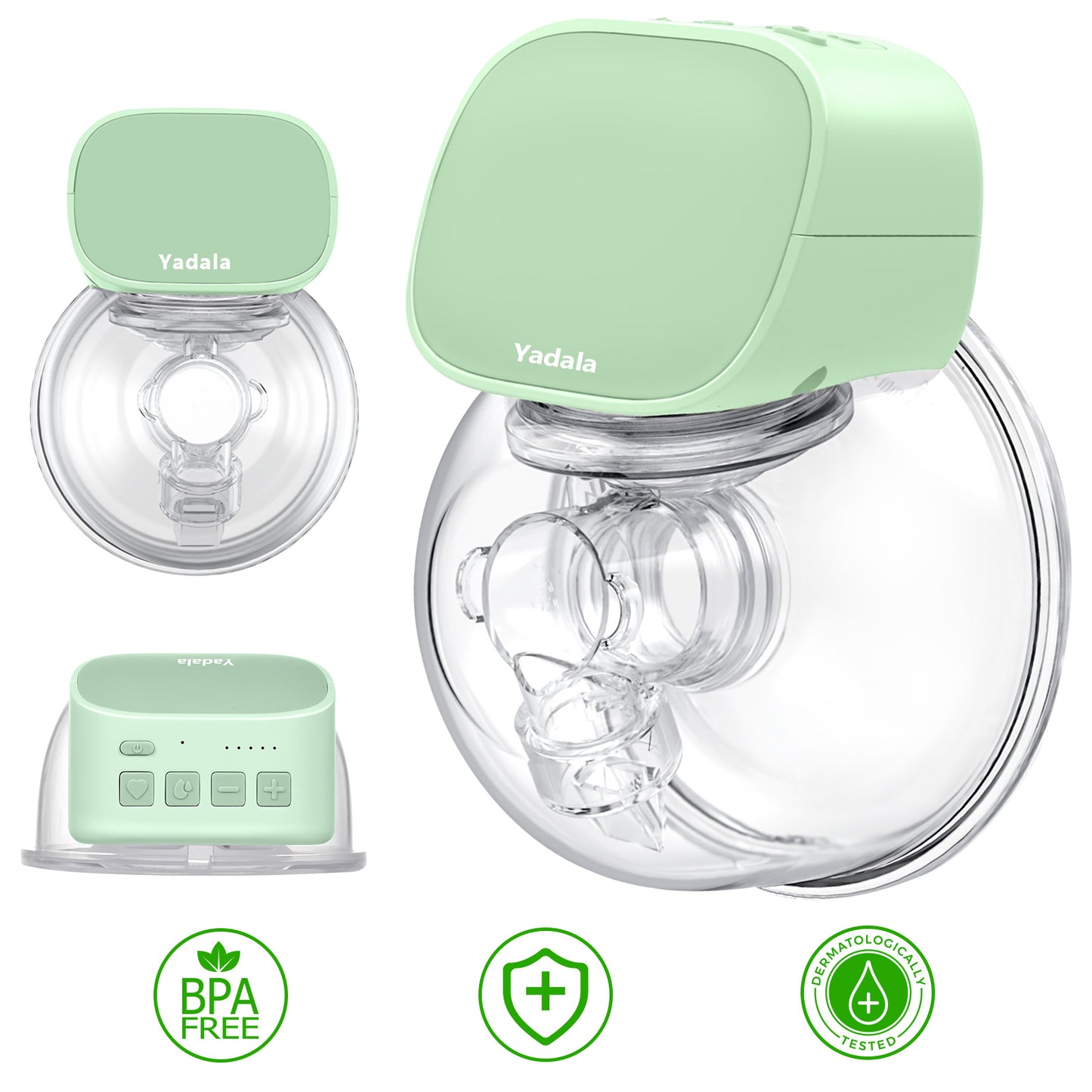 Yadala Hands Free Massage Breast Pump 2 in 1 Automatic Breast Pump Portable Electric Breast Pump 24mm Green