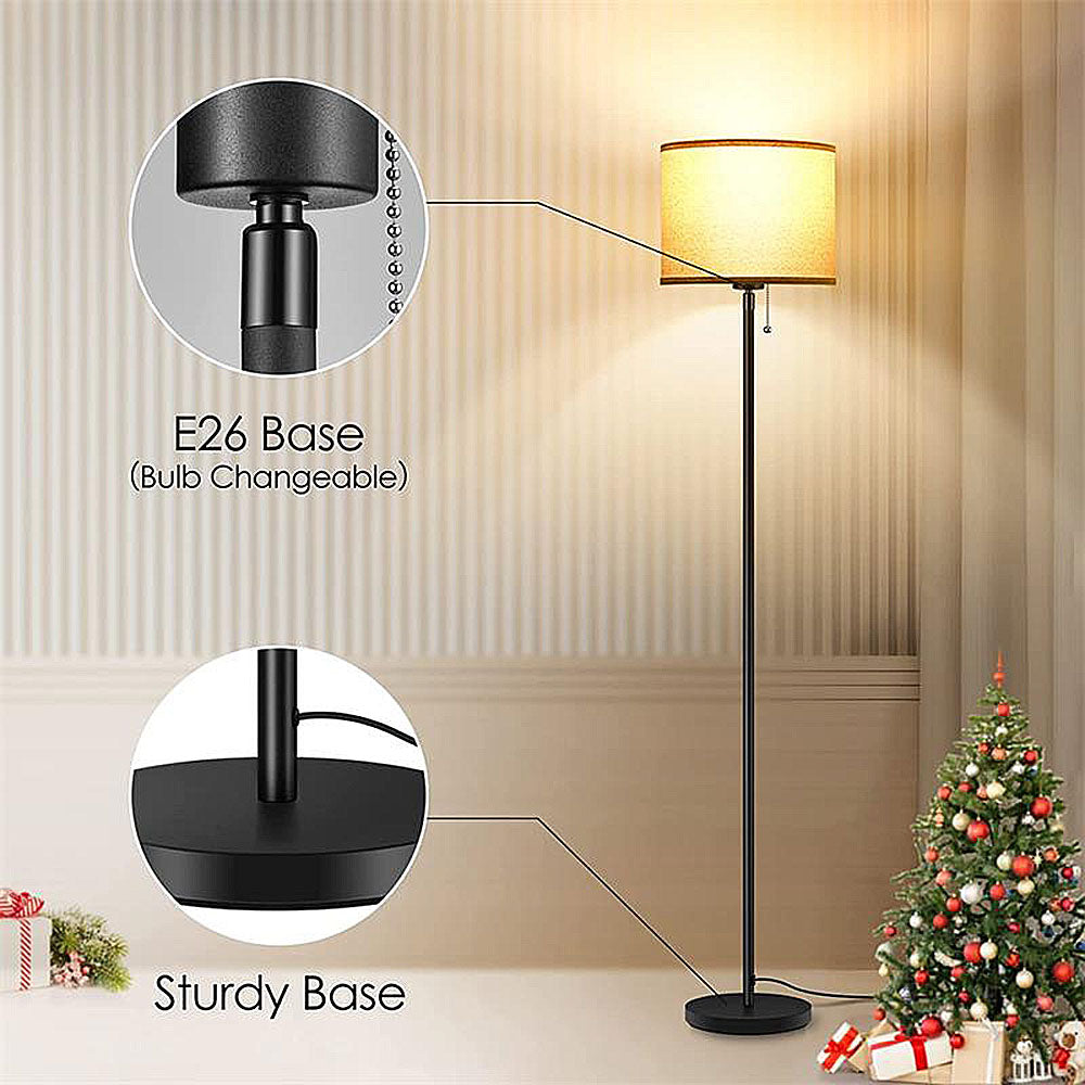 Floor Lamp for Living Room, 15W LED Floor Lamp, Tall Modern Standing Lamp with Linen Shade, 3 Brightness Levels, Mid Century Floor Lamp for Bedrooms, Office
