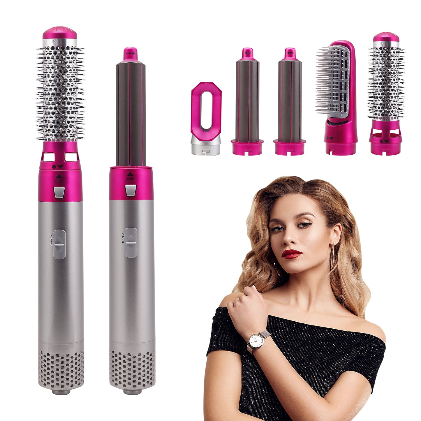 5 in 1 Hair Blower Brush with Hair Volumizer,Hot Air Brush, Scalp Massager,Curler and Straightener