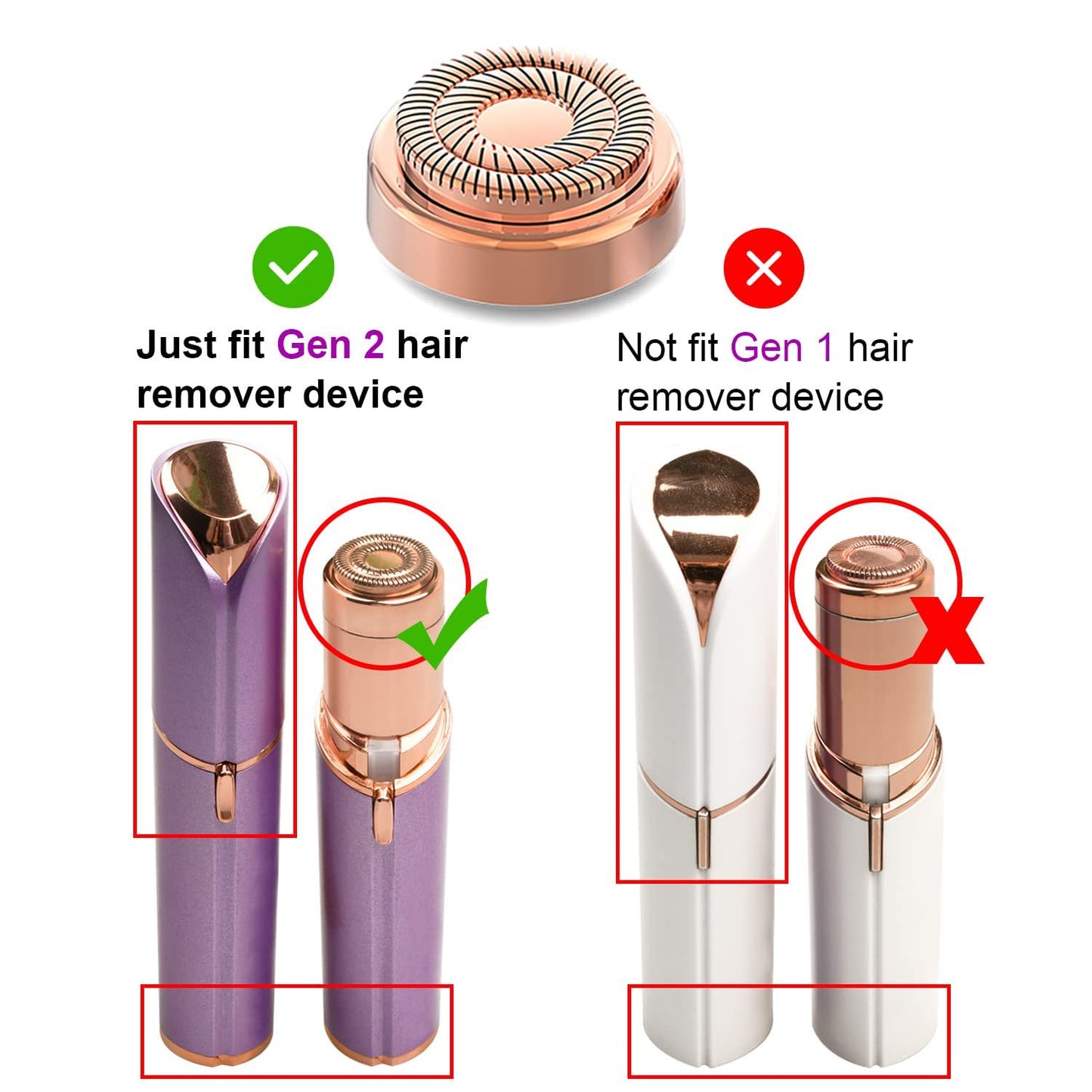 Replacement Heads Compatible with Flawless Facial Hair Remover Gen 2,Double Halo Replacement Blades Compatible with Flawless Good Finishing and Soft Touch, 18K Rose Gold 6 Count
