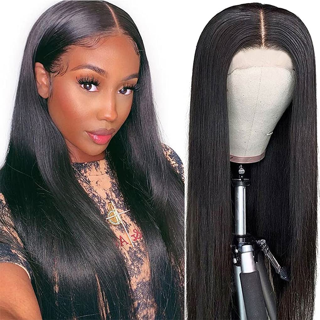 Jungle wave Straight Lace Front Wigs Human Hair for Black Women, 180% Density Brazilian Straight Virgin Human Hair Wig with Baby Hair Pre Plucked Natural Color (22 Inch, 180% Density Straight Wigs)