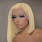Blonde Bob Wig , Wigs Pre Plucked Bleached Knots Free Part  Short Blonde Bob Wigs for Black Women