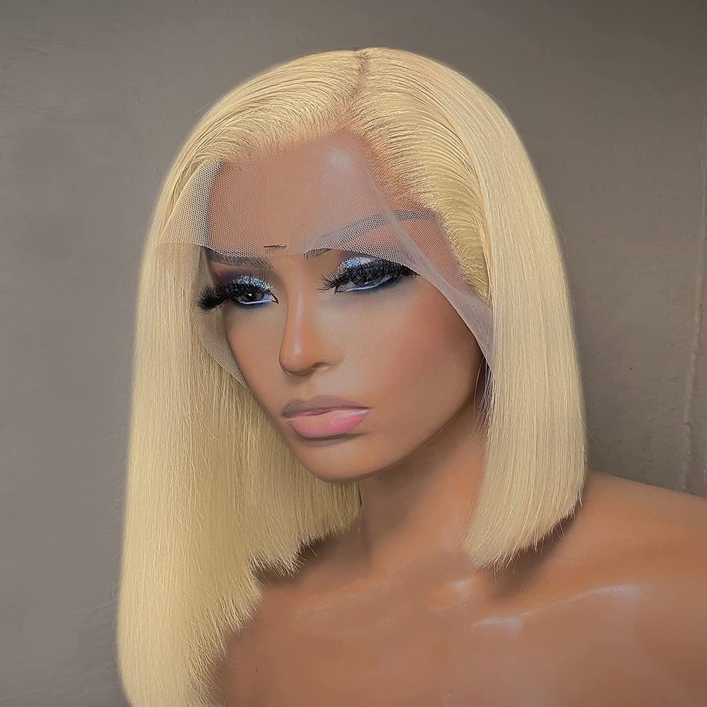 Blonde Bob Wig , Wigs Pre Plucked Bleached Knots Free Part  Short Blonde Bob Wigs for Black Women
