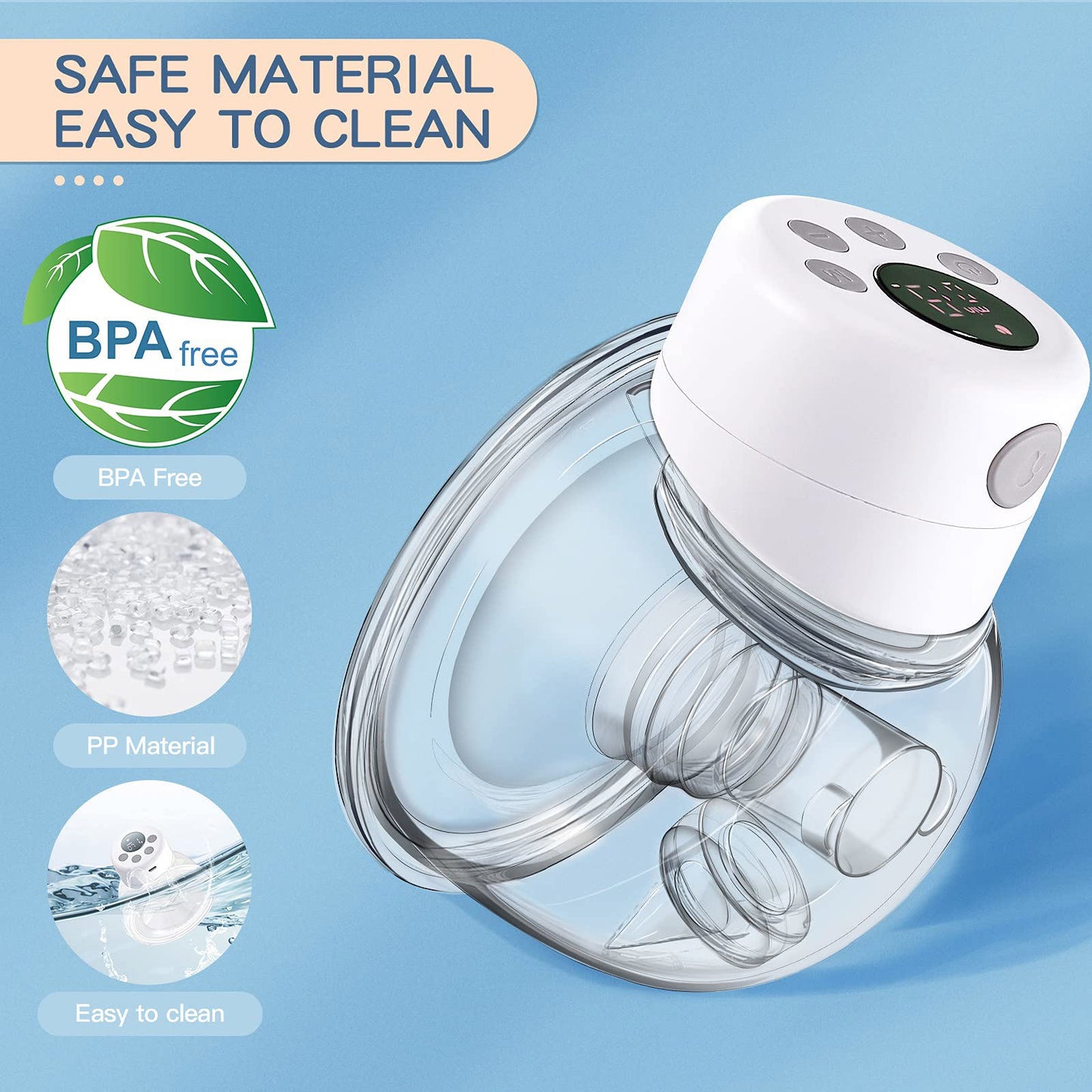 Wearable Electric Breast Pump Yadala Cordless Portable Breast Pump with LCD Display and Memory Function 2 Modes & 9 Levels Adjustment