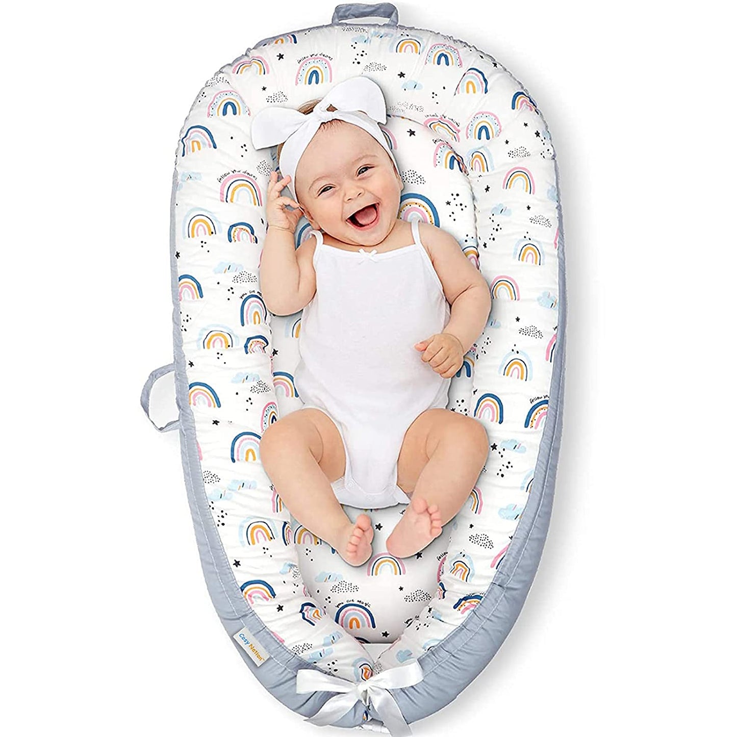 YADALA Baby Lounger Floral Nest Cotton Newborn Bassinet Infant Portable Crib Nests Pillow for Travel Snuggle Bed Sleep
