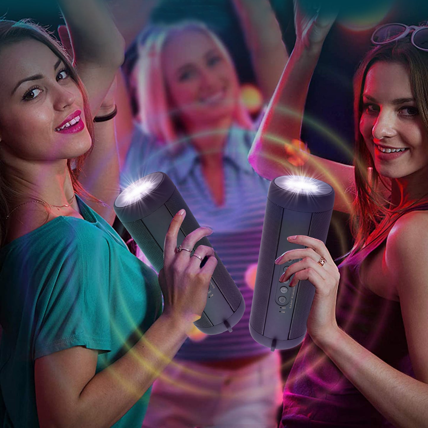 Portable Wireless Bluetooth Speaker With Flashlight Function, IPX7 Waterproof Bluetooth Speaker