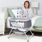 Bassinet for Babies, 4 in 1 Portable Rocking Bassinet with Breathable Net and Harmless Mattress, Quick-Fold Crib for Newborn Girl Boy Infant, Grey