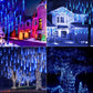 Meteor Shower Icicle Christmas Lights Outdoor, 17.72 Inches 8 Tubes 288 Led Dropping Lights Connectable, Hanging Falling Rain Lights for Tree Bushes Holiday Christmas Tree Lights, Blue